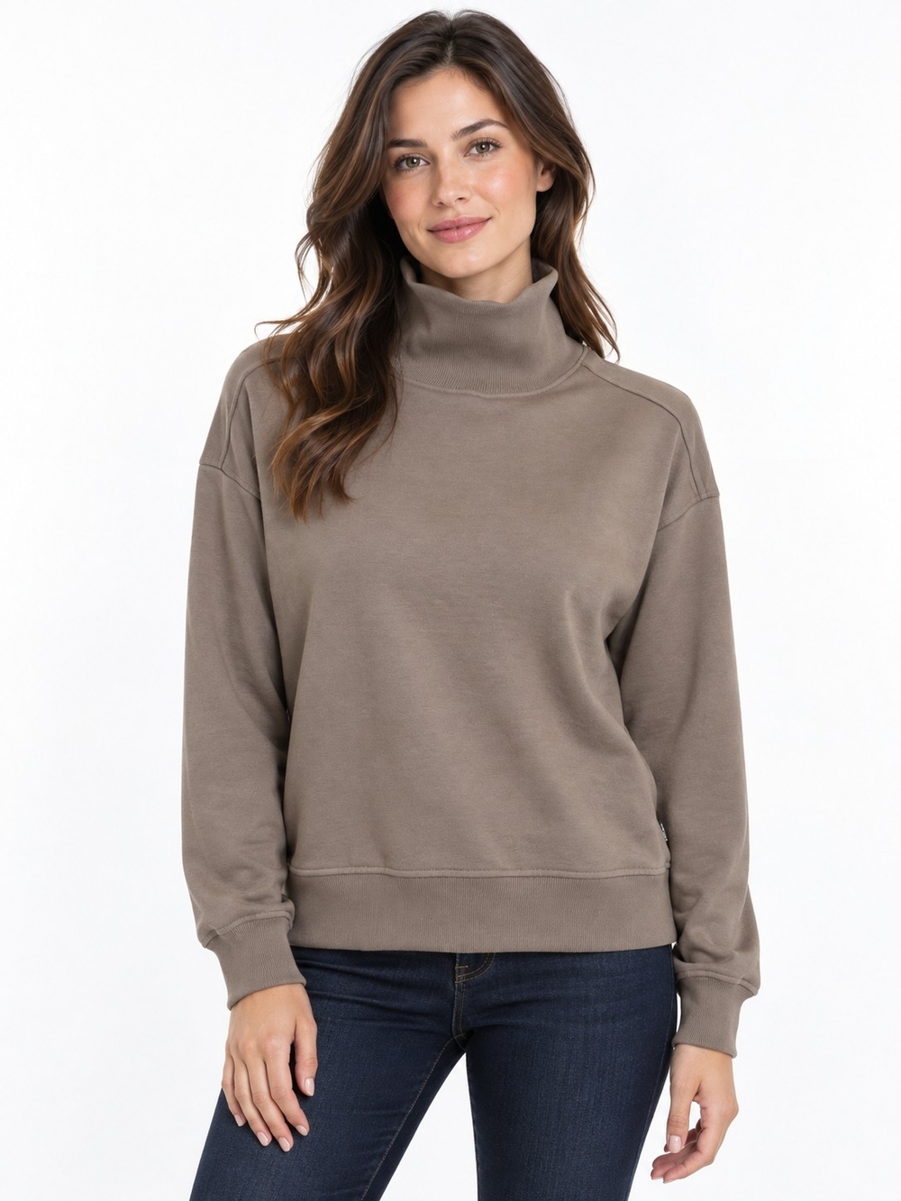 Eddie Bauer Taupe Funnel Neck Pullover